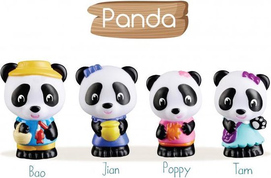 Klorofil De Familie "Panda" Speelset - Speelfiguren set - Poppetjes familie - Kinder Speelgoed - Bao, Jian, Tam en Poppy - Vanaf 1.5 jaar - 4-Delig - Kunststof van Klorofil