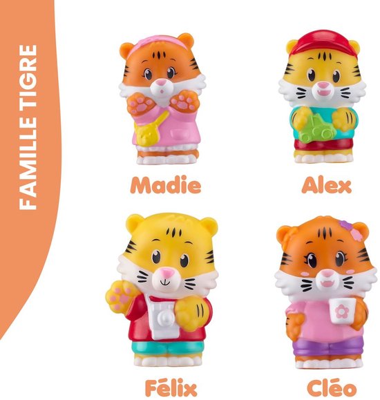 Klorofil Speelset Familie “Tiger” – Poppetjes set – Félix, Cléo, Madie en Alex – Vanaf 1,5 jaar – 4-delig – Kunststof van Klorofil