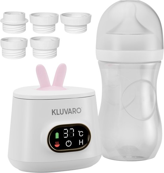 Kluvaro Flessenwarmer - Draagbare Flessenverwarmer voor Onderweg - Zeer Snel - Slimme timer - Geschikt voor alle merken - Wit van Merkloos