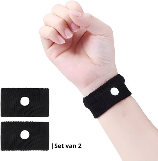 Knaak Anti Wagenziek Bandjes - Polsbandjes - Tegen Misselijkheid - Set van 2 - Zwart van Knaak