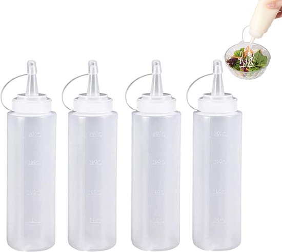 Knijpfles Knijpfles 4 stuks kunststof knijpflessen 200 ml ketchupfles Knijpfles van kunststof transparante specerijenflessen Knijpfles met dop voor hete saus, mayonaise, mosterd van SUPVOX
