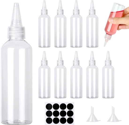 Knijpfles - Plastic knijpflessen - 12 stuks - 100 ml - Perfect voor sauzen - Handig voor keuken en restaurant