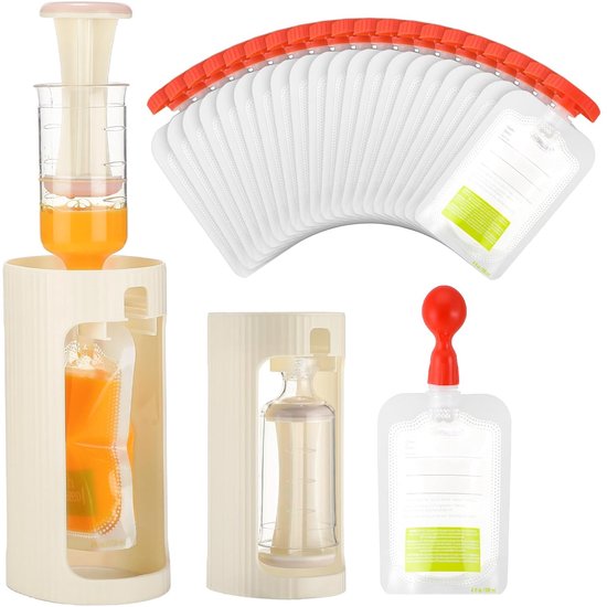 Knijpstation Babyvoedselmaker Navulbare babyvoedselzakjes 10 stuks Knijpzakjes Vulmiddel Snacks Puree Opslag Zelfgemaakte bereiding Essentieel voor baby's en peuters van Merkloos