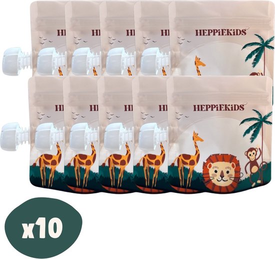 Knijpzakjes herbruikbaar - 10 stuks - Voor babyvoeding, babysnacks of babyhapjes - Knijpzakjes hervulbare - Knijpfruit zakjes herbruikbaar - Herbruikbare knijpzakjes - babyvoeding invriezen van Colapz
