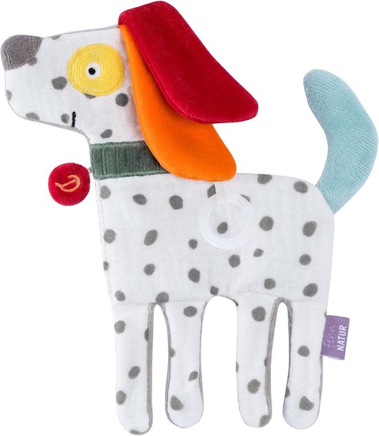 Knisper Hondje - Rammelaar Activiteit - Baby Spelen - Met Dummy Ring - 23 cm - Natuurlijk