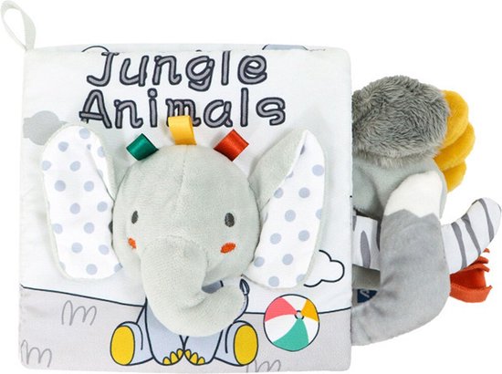 Knisperboekje Jungle Animals - Baby Boekje - Activiteitenboekje Stof - Dieren met Staarten van Joyful Kids