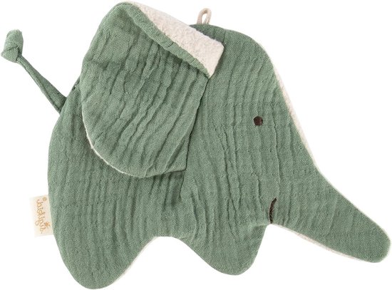 Knisperdoek olifant - Baby knuffeldoek - Baby entertainment - Verschillende texturen - 16 x 12 cm - Groen
