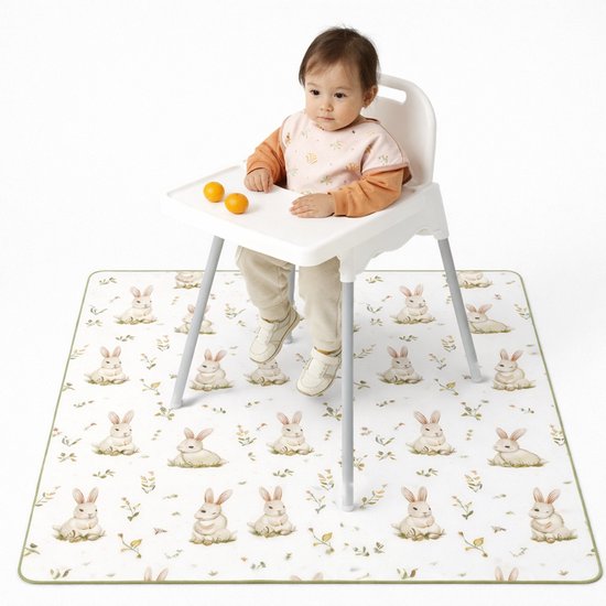 Knoeimat - Knoeimat Kinderstoel - Vloerbeschermer - 130 x 130 CM - 100% Polyester - Speelkleed Baby - Picknick Kleed - Waterbestendig - Wasmachine Geschikt - Tekenkleed - Spatmat - Speelmat - Duurzaam Kwaliteit van Merkloos