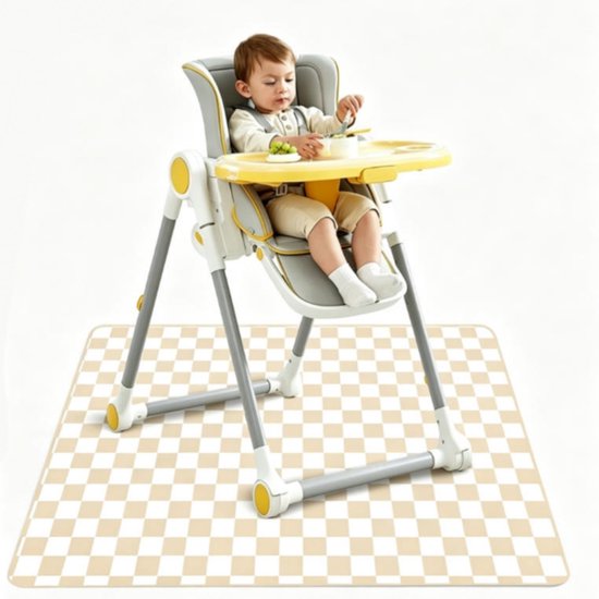 Knoeimat - Knoeimat Kinderstoel - Vloerbeschermer - 130 x 130 CM – Polyester spatmat, afneembaar, dun & licht- Speelkleed Baby