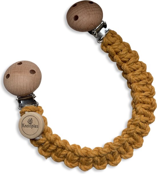 Knoopies Knuffelkoord - Okergeel - Katoen - Macramé - Handgemaakt in Nederland - Inclusief Verzendkosten van Knoopies