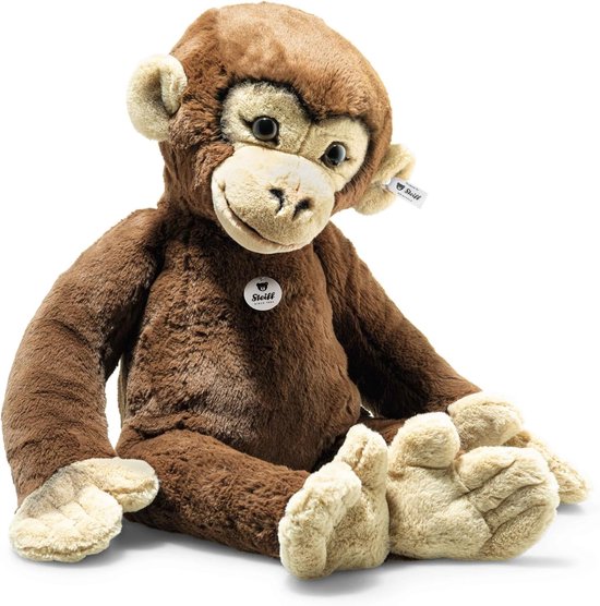 Knuffel aap Jocko - Pluche dier - Knuffelen en spelen - Gemaakt van gerecycled materiaal - 70 cm - bruin van Merkloos
