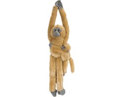 Knuffel Aap met Baby Hangend - Lange Staart en Zacht Pluche - 51 cm