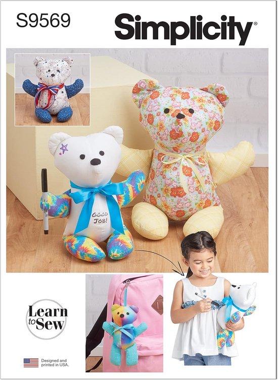 Knuffel Beren Patroon - Naaipatronen Knuffels - Zelf Knuffels Maken - Inclusief Lint & Oogjes - Drie Maten - Meerdere Kleuren