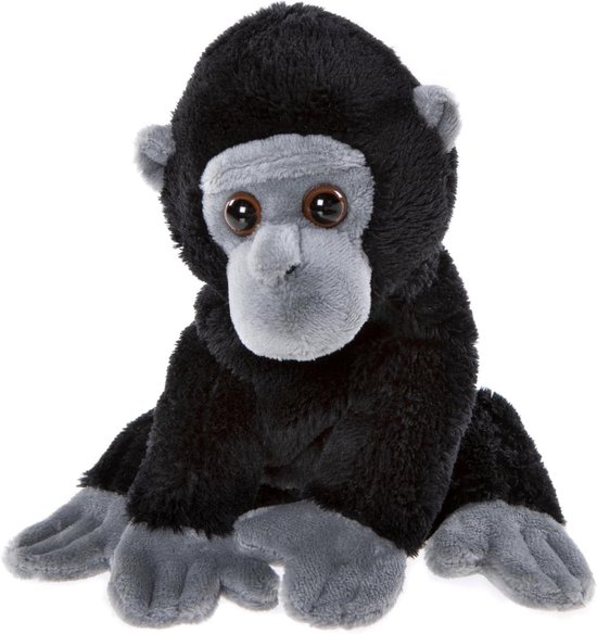 Knuffel Cub Gorilla - Pluche Dier - Baby Cadeau - Machinewasbaar - 13 cm - Zwart