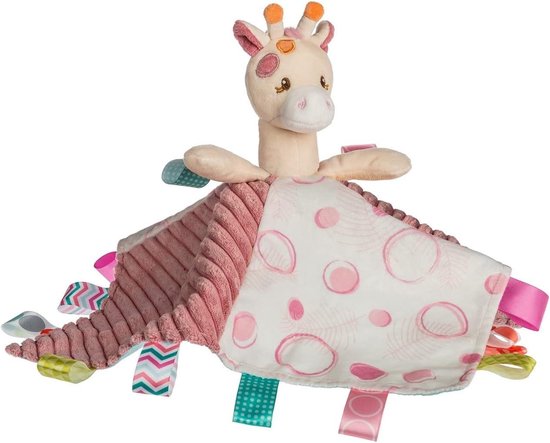 Knuffel Deken - Speelgoed Giraf - Baby Comfort - Sensorische Labels - 33x33 cm - Oranje Roze