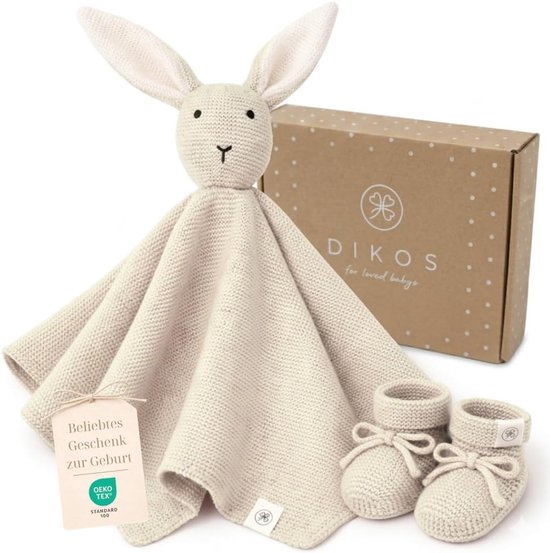 Knuffel doek - Baby speelgoed - Pasgeboren baby - Biologisch katoen Oeko-Tex - 25 x 30 cm - Natuurlijk beige