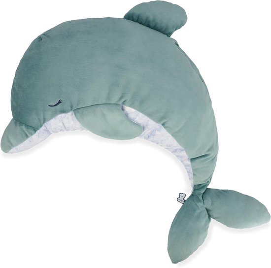 Knuffel Dolfijn - Zacht Kussen - Baby Ontspanning - Met Lavendelzakje - 60 x 20 x 66 cm - Blauw