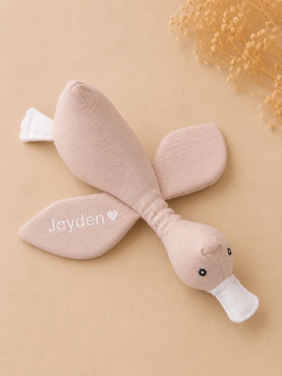 Knuffel Eend Cream Tutpop Gepersonaliseerd met Naam – Zachte Baby Knuffel