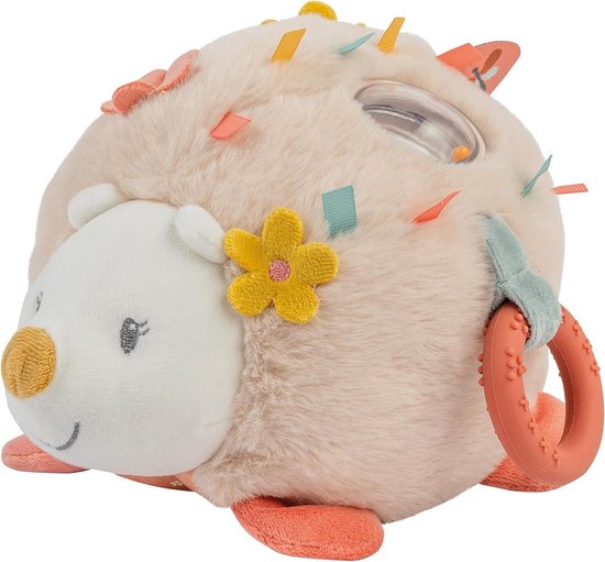 Knuffel Egel Zoë - Babyspeeltje Pluche Dier - Baby Ontwikkeling - Verschillende Texturen - 20 cm - Zand Beige van Merkloos