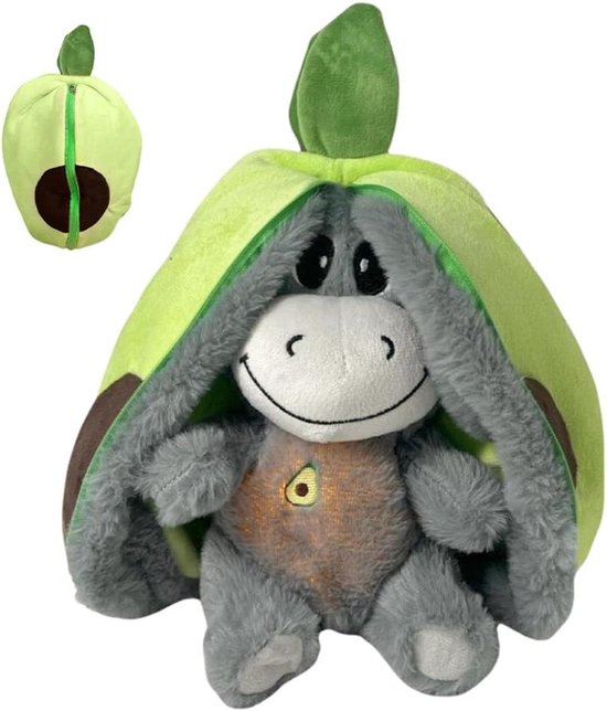 Knuffel Ezel Ademend - Pluche Dier Muziek - Baby Kalmeren - Met Muziek en Licht - 32 cm - Groen