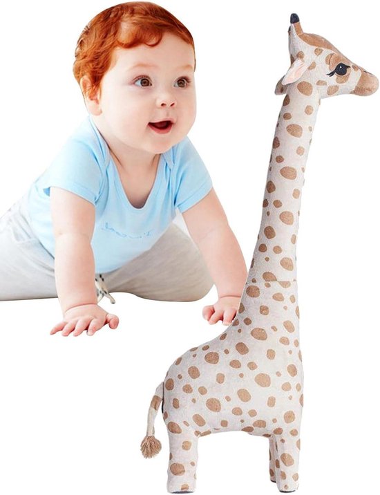 Knuffel Giraf - Pluche Dier - Babykamer Decoratie - Robuuste Naden - 67 cm - Bruin