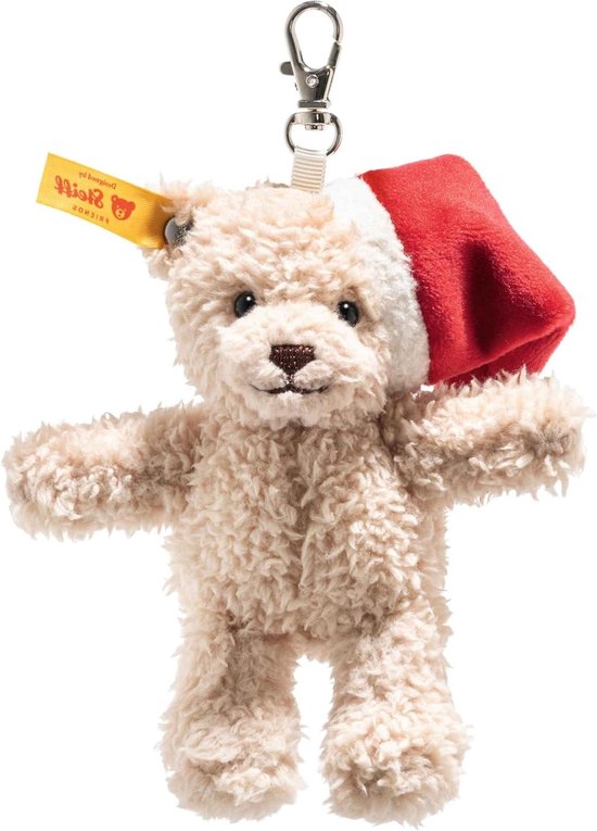Knuffel hanger teddybeer - Zacht speelgoed - Kerst decoratie - Handgemaakt design - 12 cm - Beige