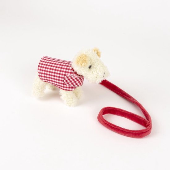 Knuffel hondje met mandje - Pluche speelgoed - Kinderspel - Compleet met jas - 18 cm - Meerkleurig