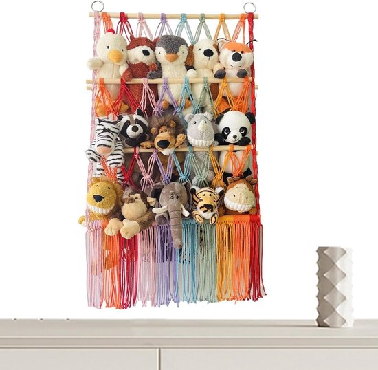 Knuffel Houder - Speelgoed Organizer - Kamer Decoratie - Boho Stijl - 92x52cm - Naturel