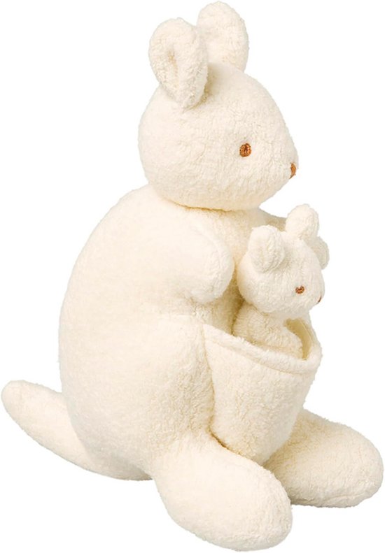 Knuffel Kangoeroe - Muziekknuffel Baby - Baby Kalmeren - Muziekje Brahms - 20 cm - Ivoor