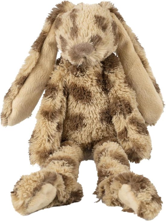 Knuffel Konijn Richie - Pluche Dier - Baby Cadeau - Gerecyclede Vulling - 28 cm - Beige met stippen