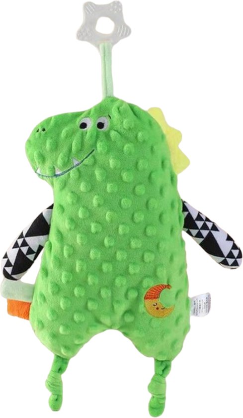 Knuffel met Noppen - Krokodil - Knuffeldoek - Baby Kroel - Bijtring - Knisperlintjes van Merkloos