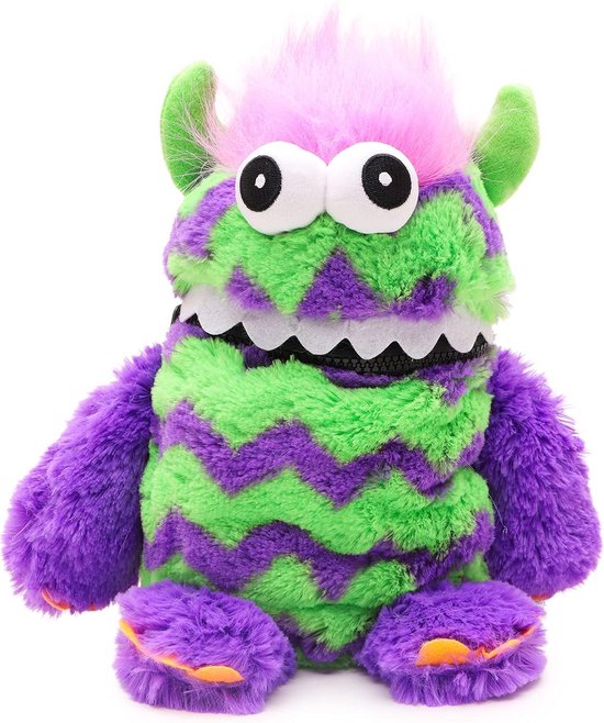 Knuffel Monster 23cm Paars Groen - Knuffeldier dat Zorgen Opeten