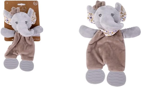 Knuffel Olifant Beige - Bijtspeelgoed en Knuffeldier voor Baby's vanaf de Geboorte - 25 cm