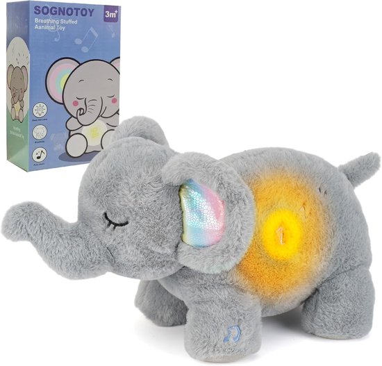 Knuffel Olifant met Witte Ruis en Muziek voor Baby Slaapcomfort en Kalmering van Merkloos