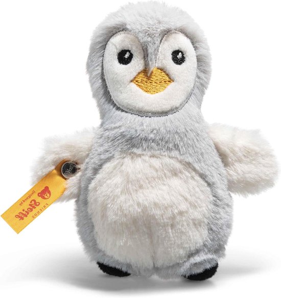 Knuffel Pinguïn Rammelaar - Grijpspeelgoed Baby - Baby Ontwikkeling - Zacht Pluche - 11 cm - Grijs Wit