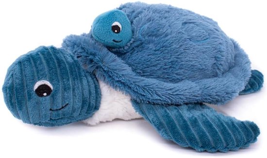 Knuffel Schildpad Mama Baby - Pluche Dier - Verhalen Creëren - Verstop Baby In Zak - 29 cm - Blauw