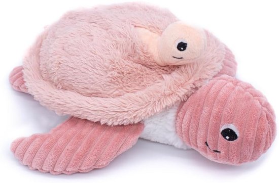 Knuffel Schildpad Mama - Pluche Dier Baby - Kamer Decoratie - Verborgen Baby Vak - 10 x 29.5 cm - Roze van Merkloos