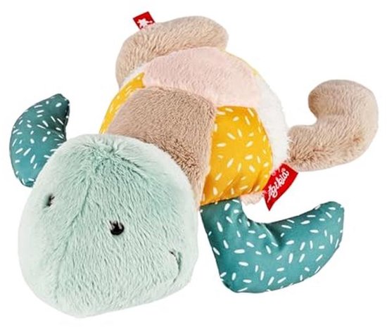 Knuffel Schildpad - Pluche Dier - Spelen en Knuffelen - Patchwork Materiaalmix - 23 cm - Meerkleurig