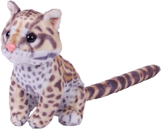 Knuffel Tijgerkat - Pluche Dier - Kinderkamer Decoratie - Gemaakt van gerecyclede flessen - 15 cm - Gevlekt