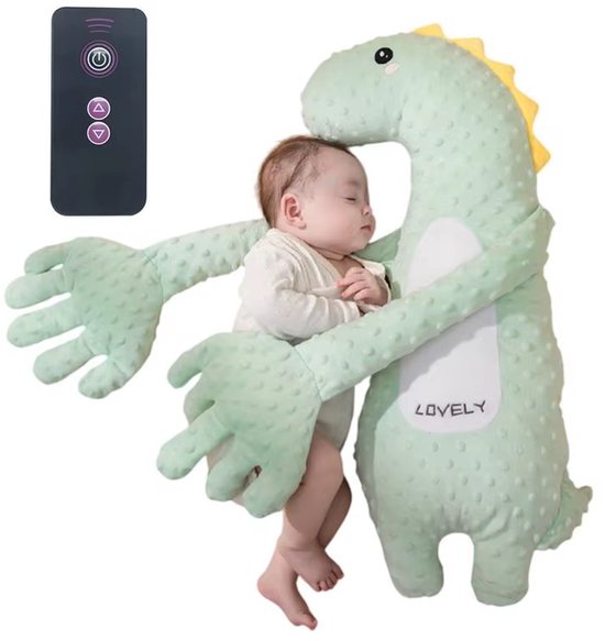 Knuffel Voor Baby's, Rustgevend Slaapkussen, Met Automatische Troostende Klopbeweging in De Handpalm, 3 Instelbare Standen, Geschikt Voor Baby's En Peuters Van 0-3 Jaar, Slaapondersteunend Hulpmiddel Met Afstandsbediening – Groen van Merkloos