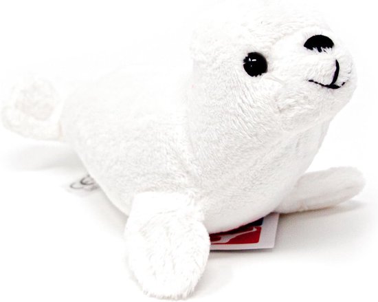 Knuffel zeehond - Zacht pluche dier - Spelen en knuffelen - Gedetailleerd ontwerp - 17 cm groot - Wit