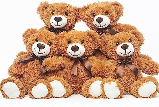 Knuffelbare Teddyberen in 33,5 cm - Perfect Cadeau voor Kinderen en Feesten - Set van 5 Stuks