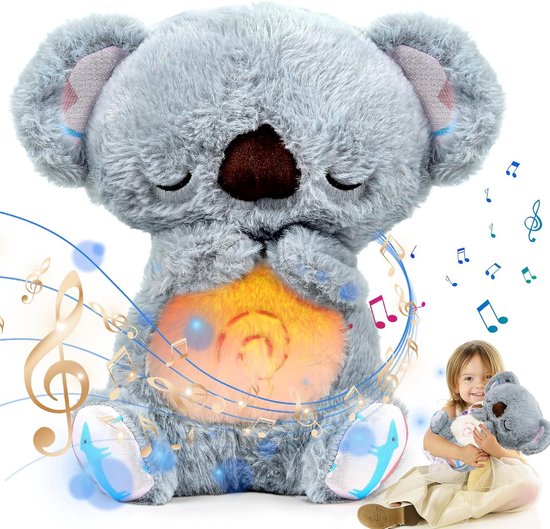 Knuffelbeer Koala met Ademhaling en Witte Ruis voor Baby's: Rustgevend en Angstverlagend Speelgoed van Merkloos