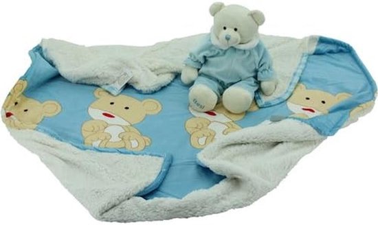 Knuffeldeken en Knuffelbeer Set voor Baby en Kind - Blauwe Beer