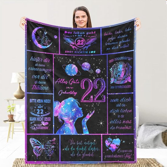 Knuffeldeken met spreuk - Positief aanmoedigen - Cadeau voor dochter - Hypoallergeen flanel - 150 x 200 cm van Merkloos