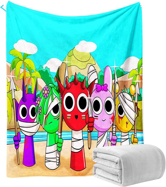Knuffeldeken Spunki, Spunki deken, cartoondeken, anime knuffeldeken, 130 x 150 cm anime flanellen deken, cartoon deken cadeau, zachte knuffeldekens voor bank, slaapkamer, reizen