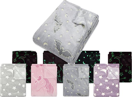 Knuffeldeken voor Kinderen - Gloeiend in het Donker - Superzacht en Warm 150 x 200 cm van Merkloos