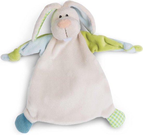 Knuffeldekentje Konijn - Baby knuffel - Troost en spel - Zacht pluche materiaal - 25x25cm - Beige