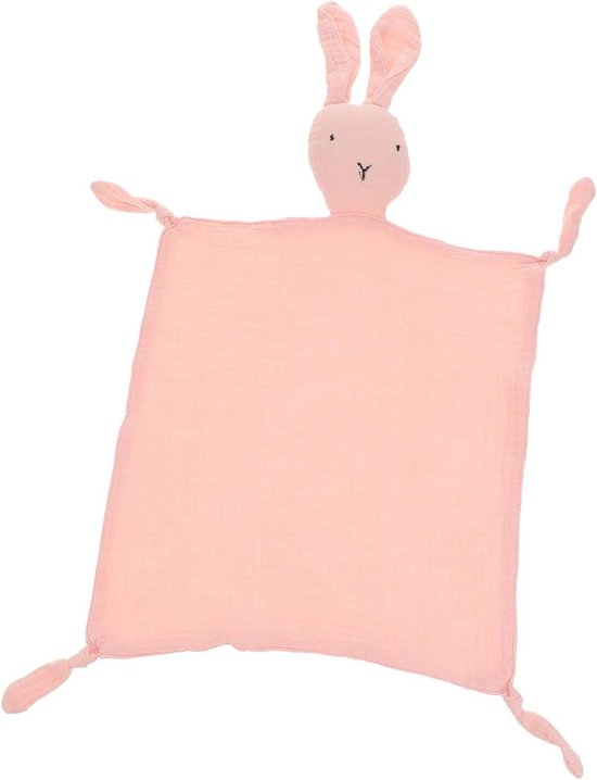 Knuffeldekentje Konijn - Babydoekje Zacht - Baby Kalmeren - Zacht Katoen Materiaal - 53x29cm - Roze