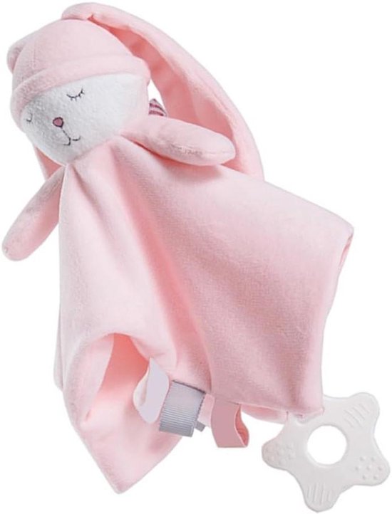 Knuffeldekentje met pop - Troostdoekje baby - Baby comfort - Zacht PP katoen - 25x25cm - Roze